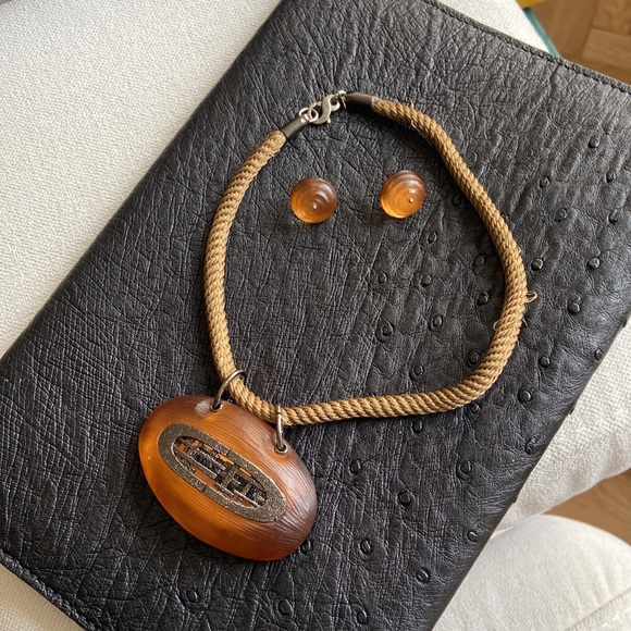 Hand carved Alexis, Bittar, necklace, and earring set - Picture 5 of 8